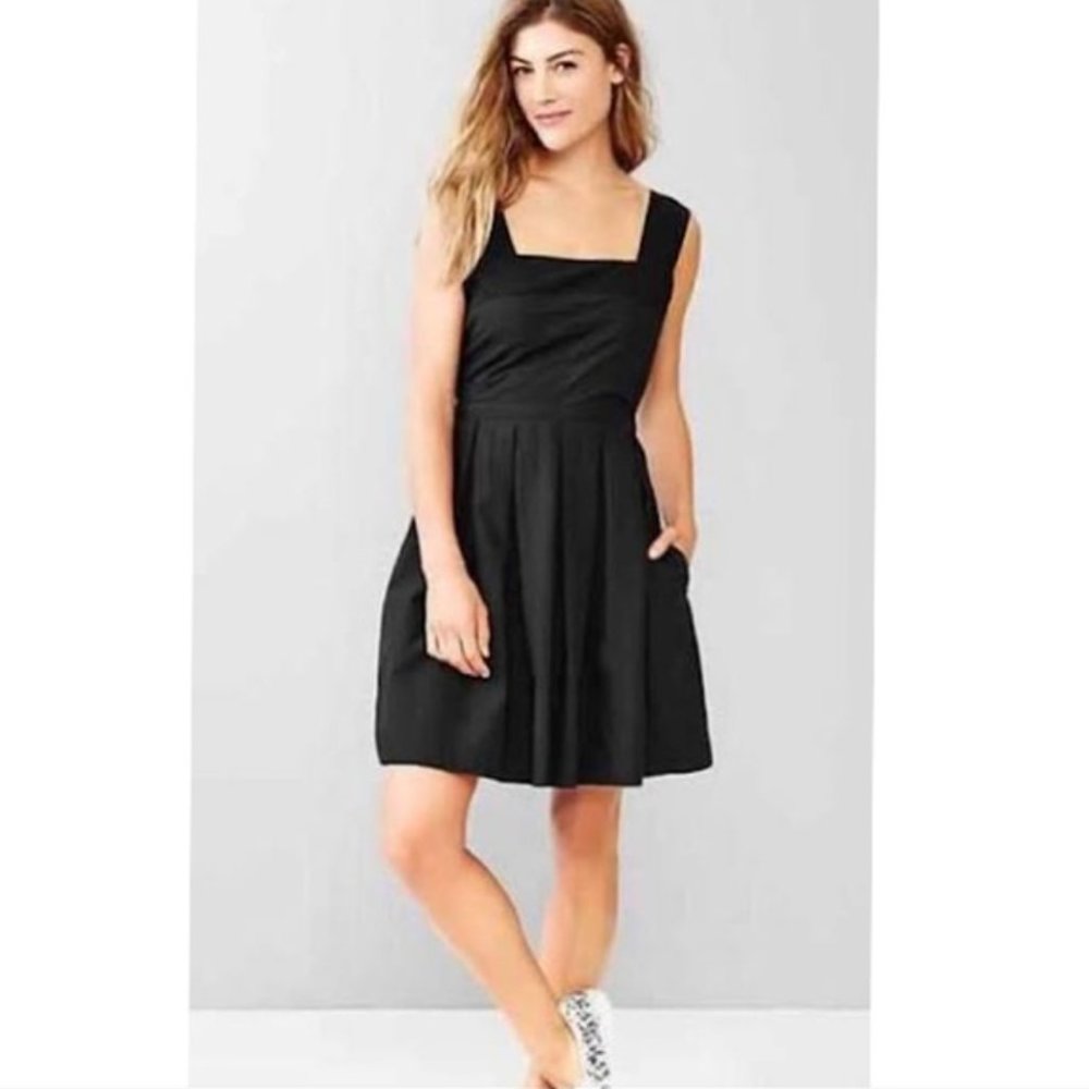 Classic Square-Neck Black Mini Dress